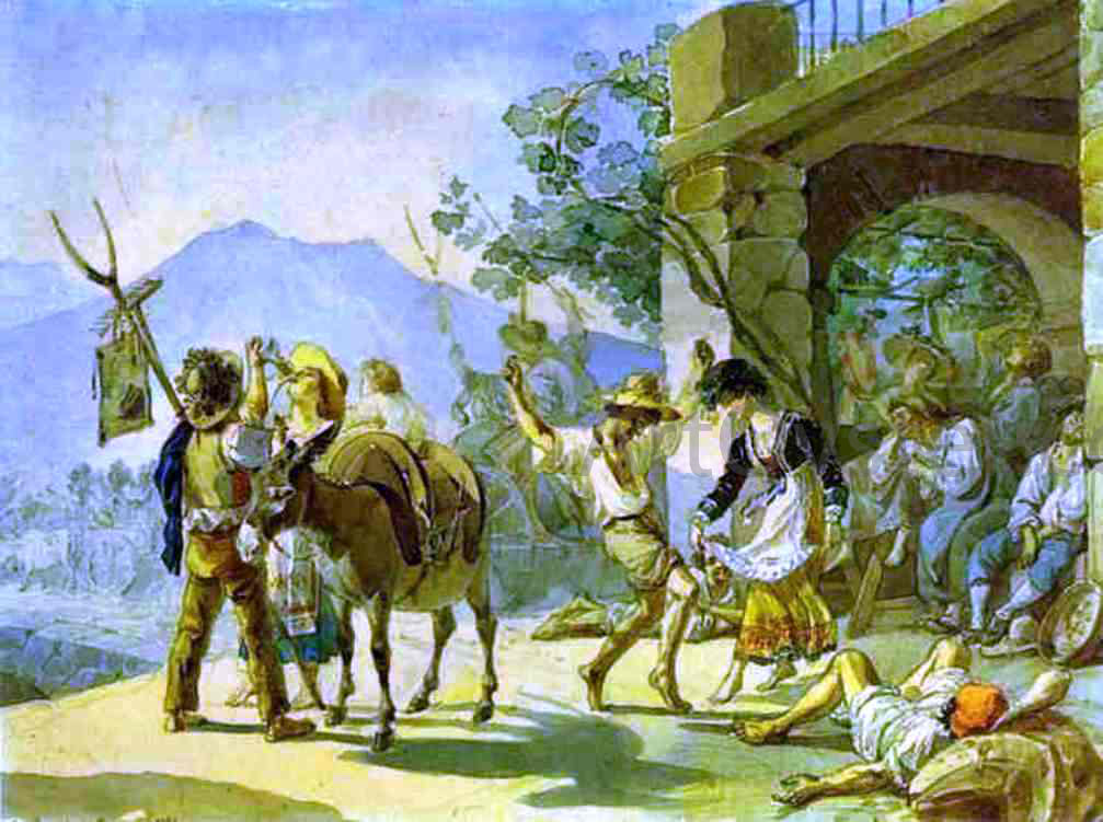  Karl Pavlovich Brulloff Grape Harvest Celebration - Canvas Print