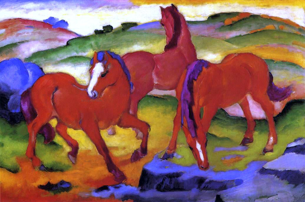  Franz Marc Grazing Horses IV (also known as The Red Horses) - Canvas Print