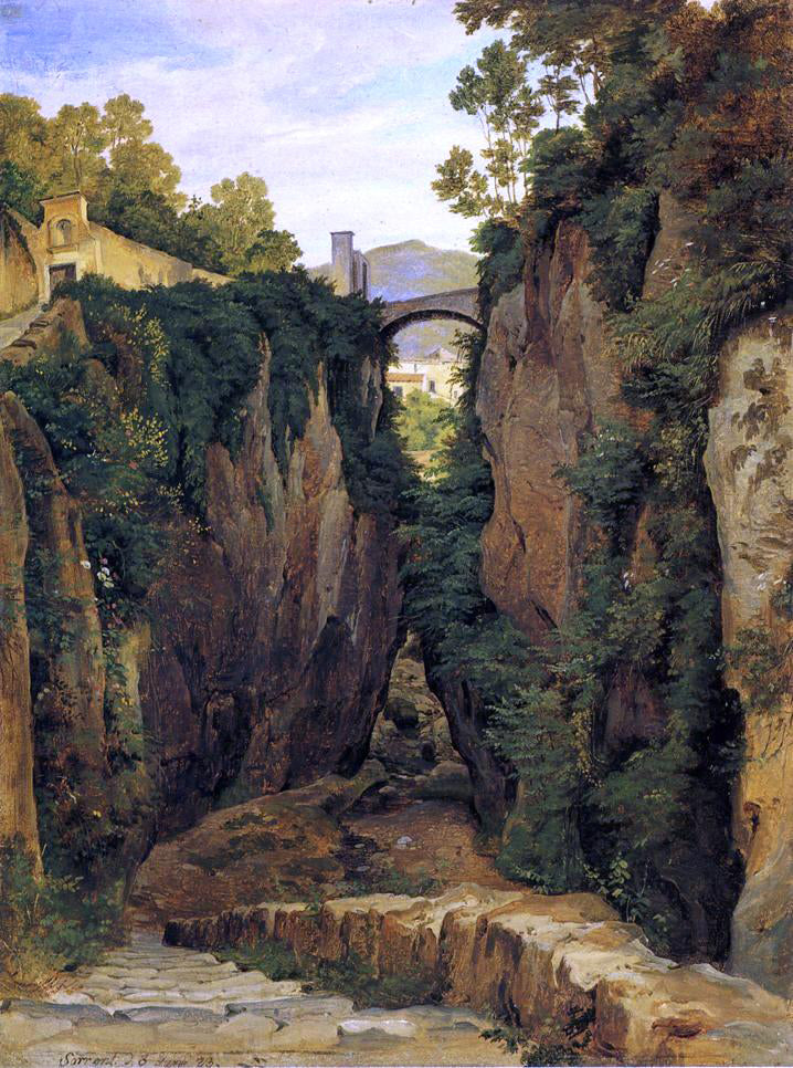  Heinrich Carl Reinhold Grotto near Sorrento with Bridge - Canvas Print