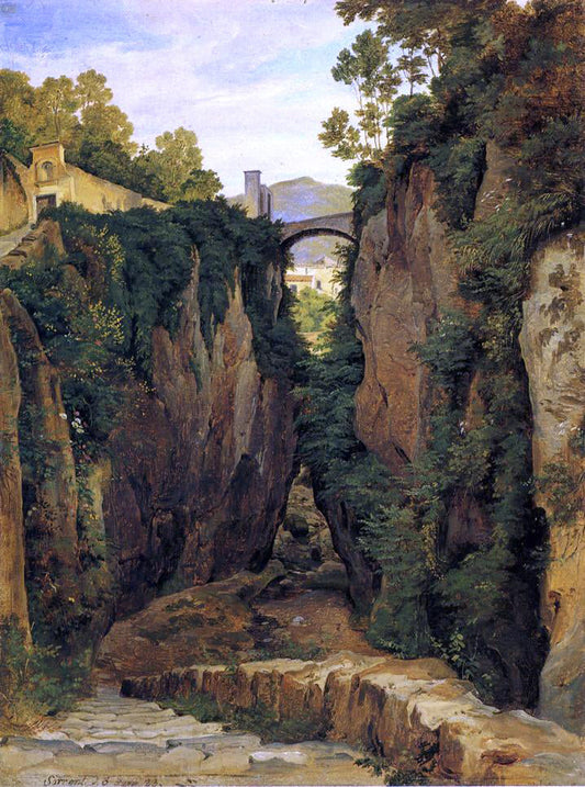  Heinrich Carl Reinhold Grotto near Sorrento with Bridge - Canvas Print