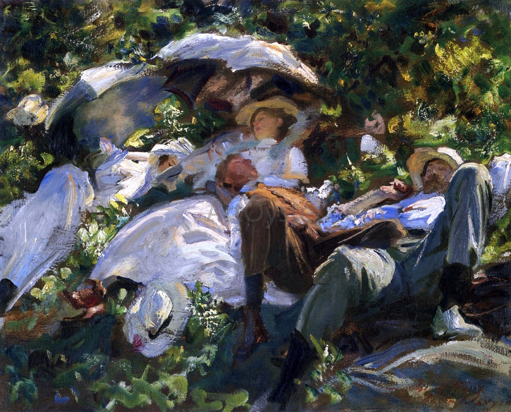  John Singer Sargent Group with Parasols (also known as A Siesta) - Canvas Print