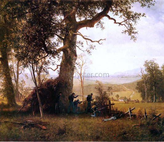  Albert Bierstadt Guerilla Warfare (also known as Picket Duty in Virginia) - Canvas Print