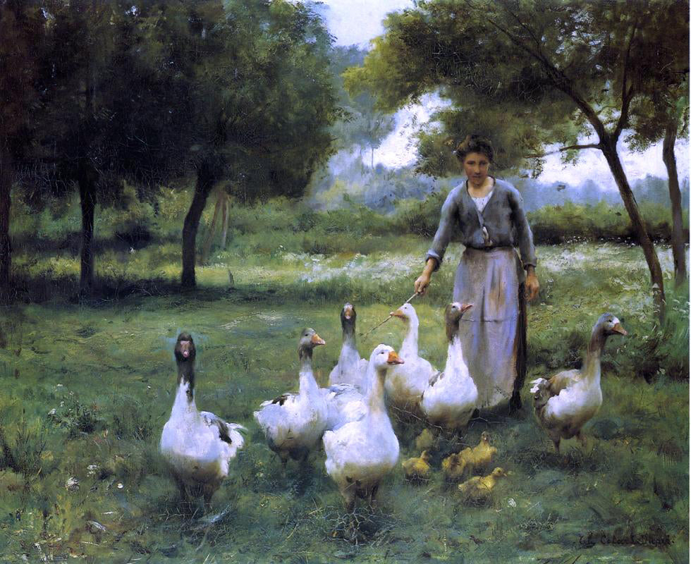  Therese Francoise Cotard-Dupre Guiding the Geese - Canvas Print