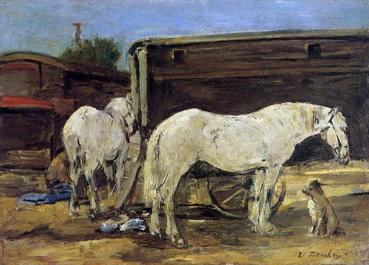  Eugene-Louis Boudin Gypsy Horses - Canvas Print