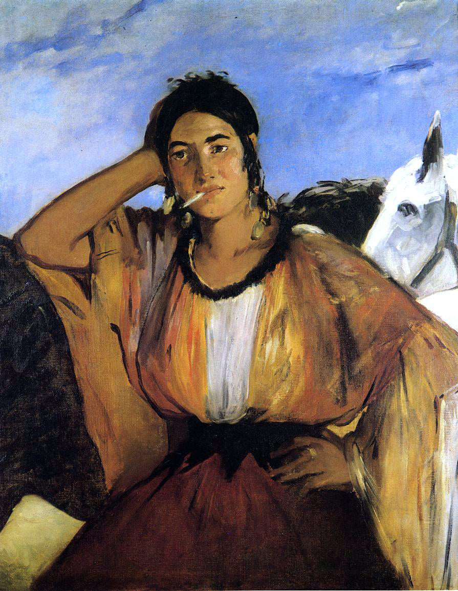  Edouard Manet Gypsy with Cigarette (also known as Indian Woman Smoking) - Canvas Print