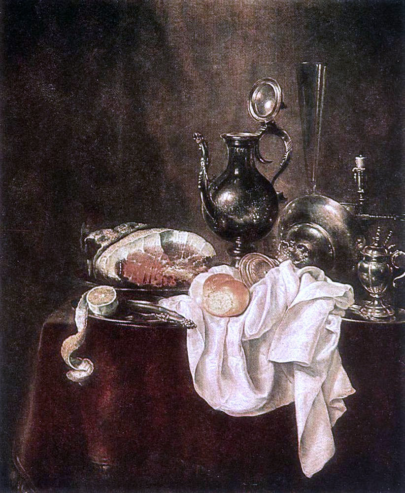  Willem Claesz Heda Ham and Silverware - Canvas Print