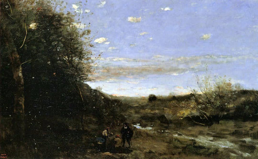  Jean-Baptiste-Camille Corot Hamlet and the Gravedigger - Canvas Print