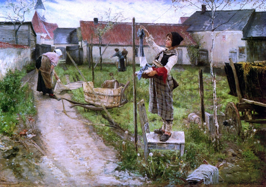  Charles Sprague Pearce Hanging Laundry - Canvas Print