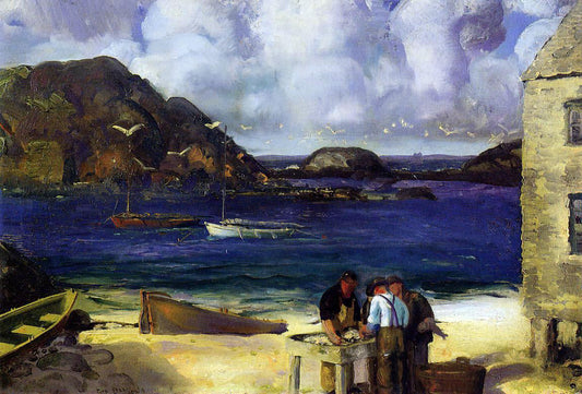  George Wesley Bellows Harbor at Monhegan (also known as Fishing Harbor, Monhegan Island) - Canvas Print