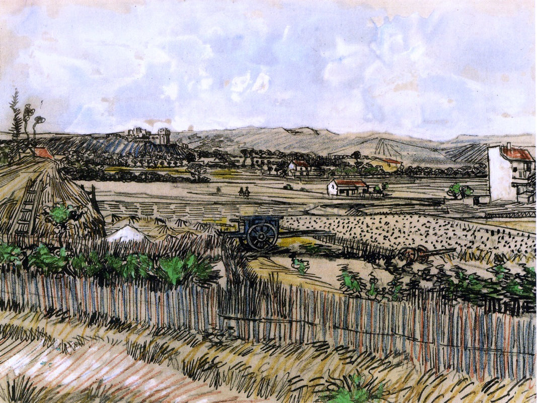  Vincent Van Gogh Harvest in Provence, at the Left Montmajour - Canvas Print