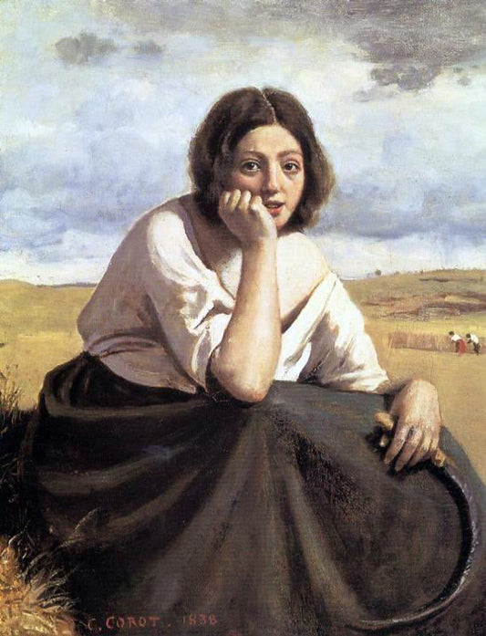  Jean-Baptiste-Camille Corot Harvester Holding Her Sickle - Canvas Print