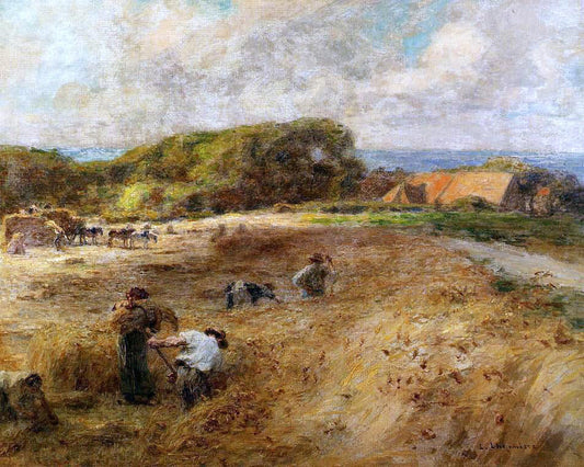  Leon Augustin L'hermitte) Harvesters near the Farm of Sambre - Canvas Print