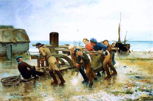  Henry Bacon Hauling a Ship - Canvas Print