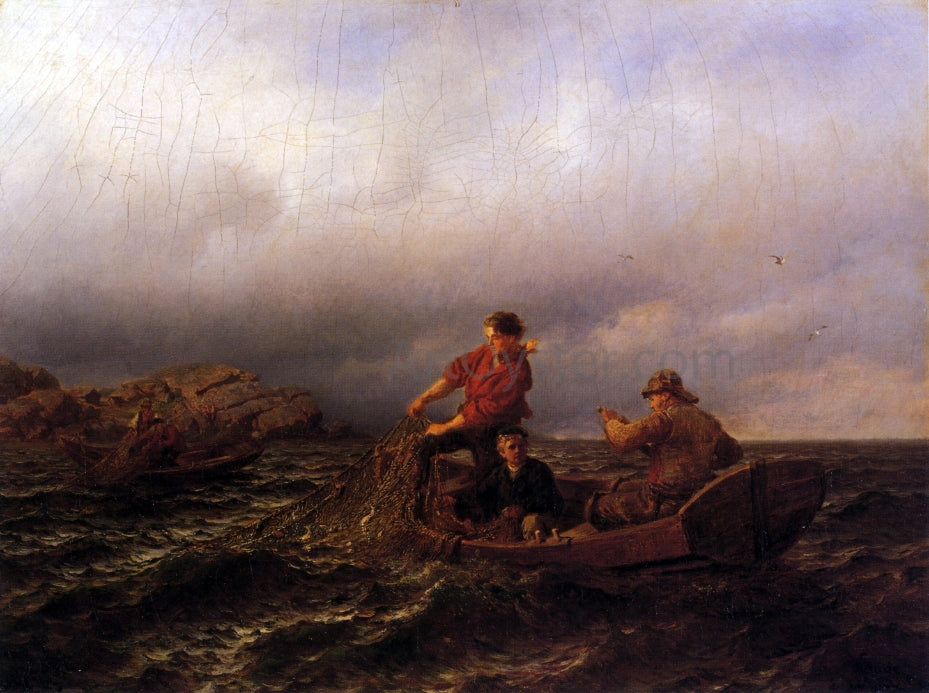  Hans Fredrik Gude Hauling in the Nets - Canvas Print