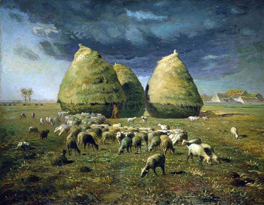  Jean-Francois Millet Haystacks: Autumn - Canvas Print