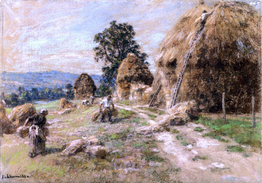  Leon Augustin L'hermitte) Haystacks - Canvas Print