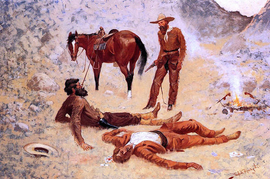  Frederic Remington He Lay Where He Had Been Jerked, Still as a Log (also known as Jerked Down) - Canvas Print