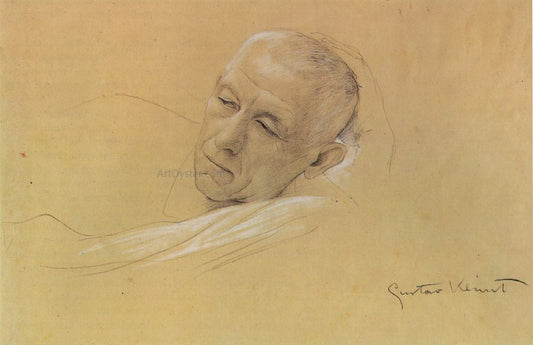  Gustav Klimt Head of a Recumbent Man, Supporting Himself - Canvas Print