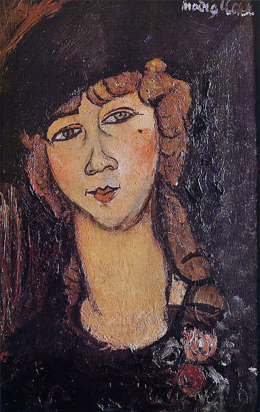  Amedeo Modigliani Head of a Woman in a Hat (also known as Lolotte) - Canvas Print