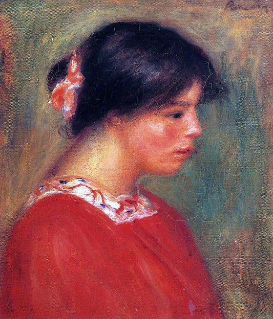  Pierre Auguste Renoir Head of a Woman in Red - Canvas Print