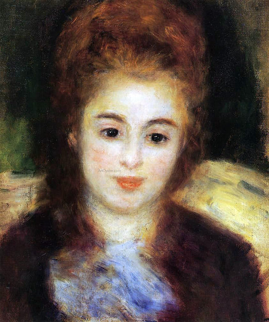  Pierre Auguste Renoir Head of a Young Woman Wearing a Blue Scarf (also known as Madame Henriot) - Canvas Print