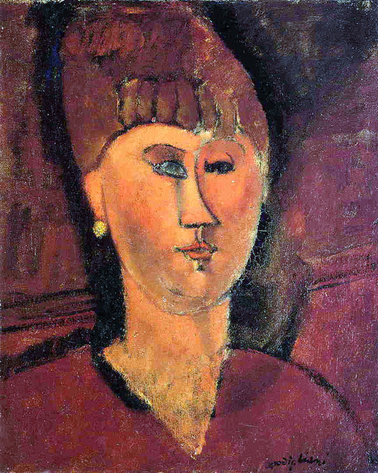  Amedeo Modigliani Head of Red-Haired Woman - Canvas Print