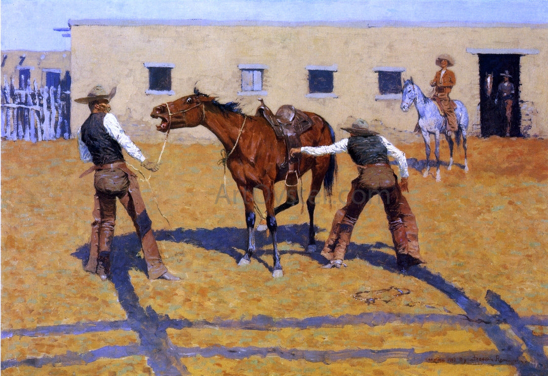  Frederic Remington His First Lesson - Canvas Print