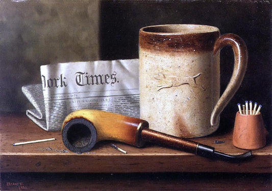  William Michael Harnett His Mug and His Pipe - Canvas Print