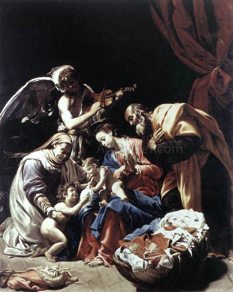 Orazio Borgianni Holy Family with St Elizabeth, the Young St John the Baptist and an Angel - Canvas Print