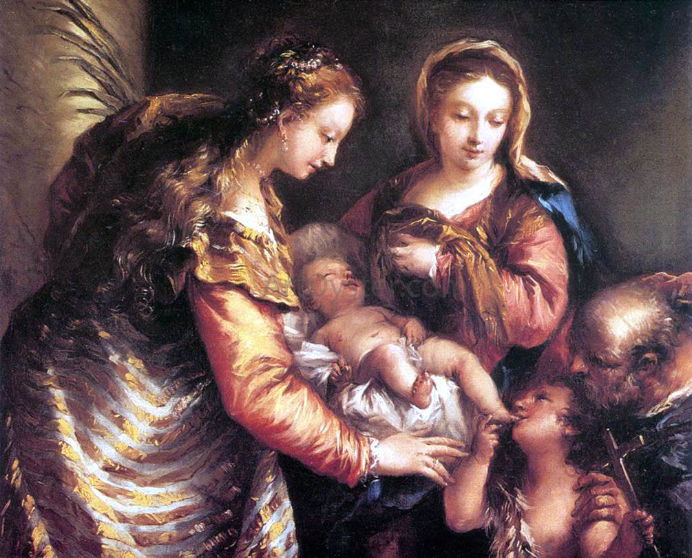  Giovanni Antonio Guardi Holy Family with St John the Baptist and St Catherine - Canvas Print