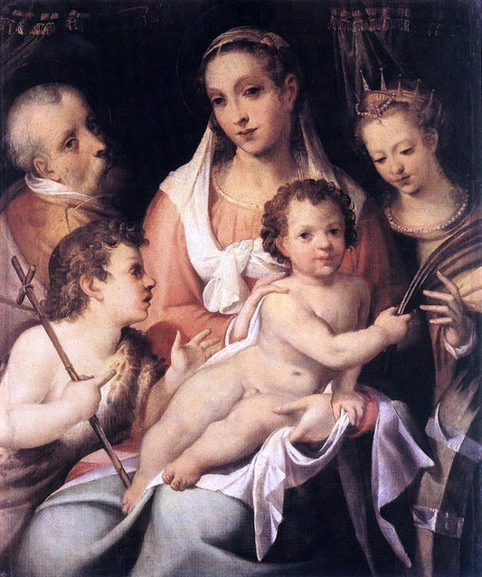 Bartolomeo Passerotti Holy Family with the Infant St John the Baptist and St Catherine of Alexandria - Canvas Print