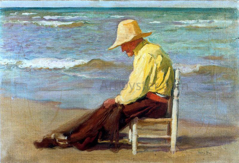  Cecilio Pla y Gallardo Hombre en la Playa - Canvas Print