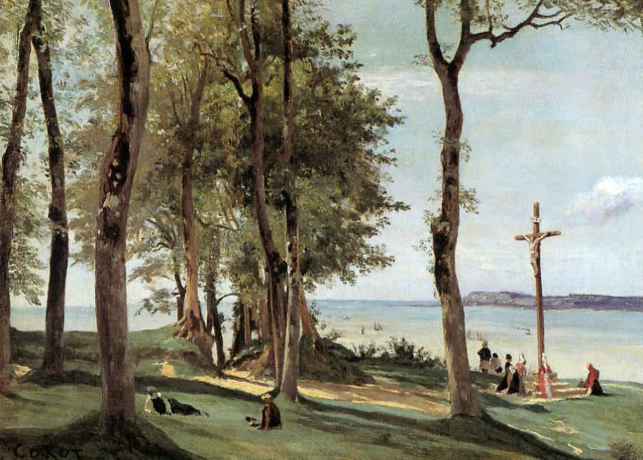  Jean-Baptiste-Camille Corot Honfleur - Calvary on the Cote de Grace - Canvas Print