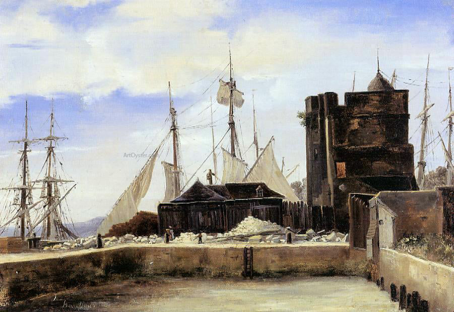  Jean-Baptiste-Camille Corot Honfleur - The Old Wharf - Canvas Print