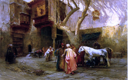  Frederick Arthur Bridgeman Horse Market at Cairo (also known as Hot Market, Cairo) - Canvas Print