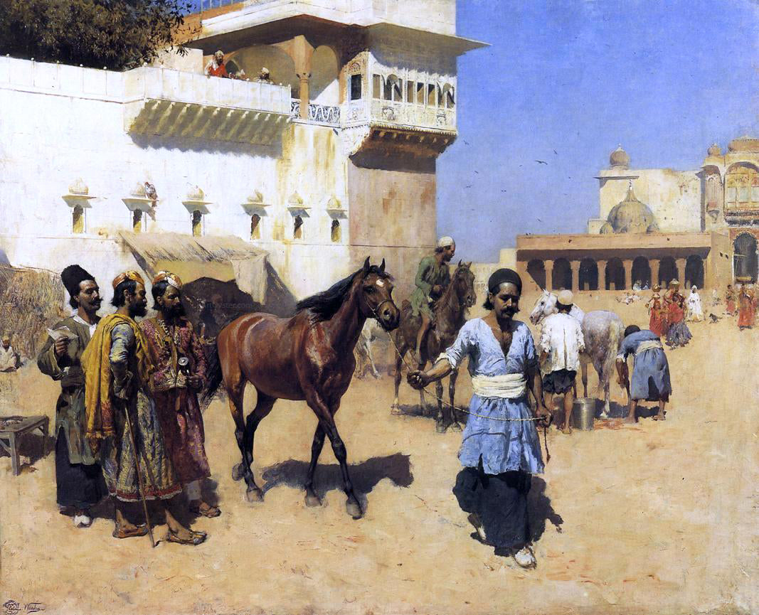  Edwin Lord Weeks Horse Market, Persian Stables, Bombay - Canvas Print