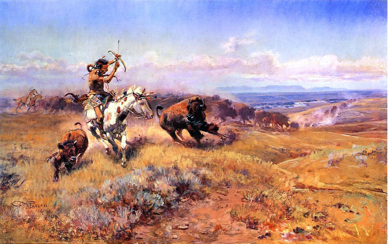  Charles Marion Russell Horse of the Hunter (also known as Fresh Meat) - Canvas Print
