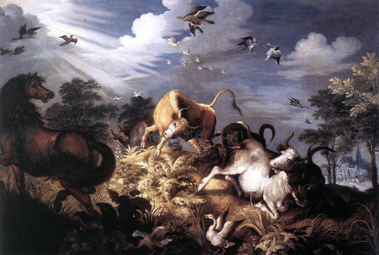  Roelandt Jacobszoon Savery Horses and Oxen Attacked by Wolves - Canvas Print