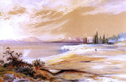  Thomas Moran Hot Springs on the Shore of Yellowstone Lake - Canvas Print
