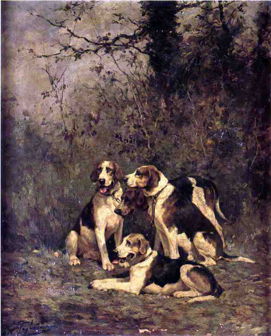  Charles Olivier De Penne Hounds at Rest - Canvas Print