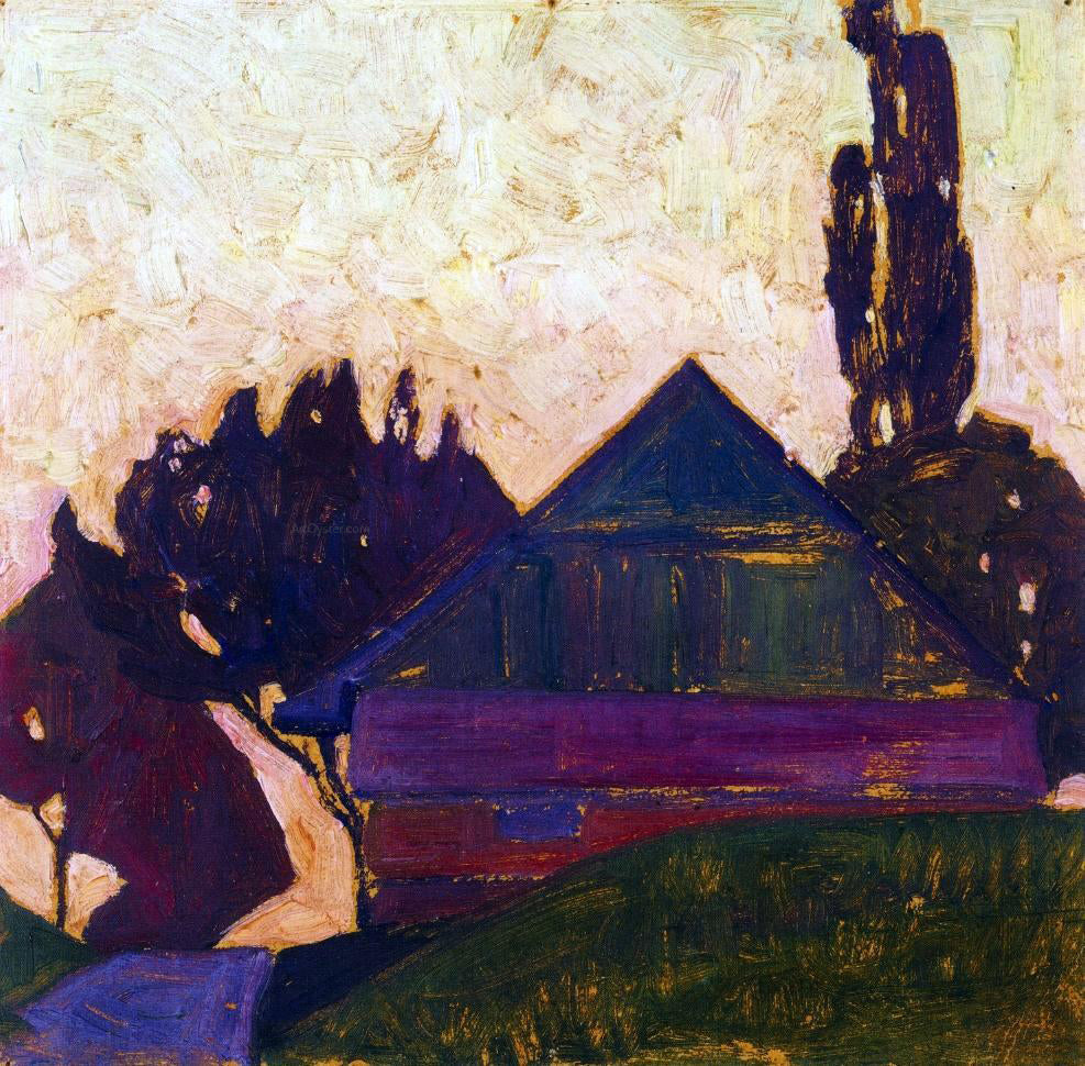  Egon Schiele House Between Trees I - Canvas Print