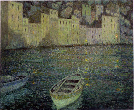  Henri Le Sidaner Houses by the Port in a full moon - Canvas Print