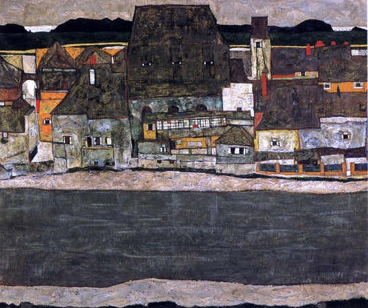  Egon Schiele Houses by the River II (also known as The Old City II) - Canvas Print