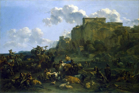  Nicolaes Berchem Hunters Resting - Canvas Print