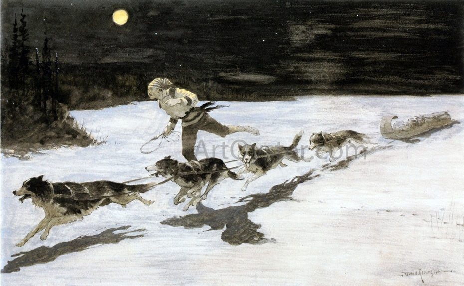  Frederic Remington Huskie Dogs on the Frozen Highway (also known as Talking Musquash) - Canvas Print