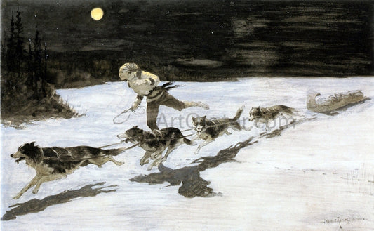  Frederic Remington Huskie Dogs on the Frozen Highway (also known as Talking Musquash) - Canvas Print