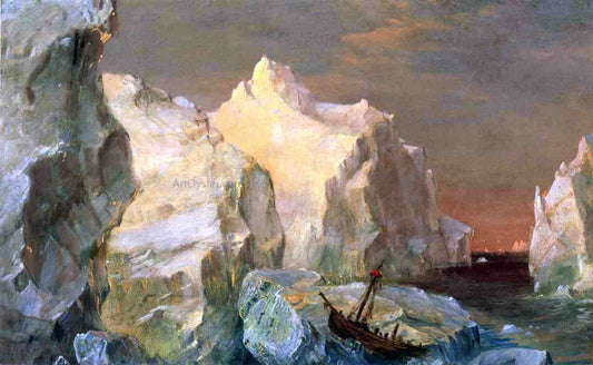  Frederic Edwin Church Icebergs and Wreck in Sunset (also known as Study for the Icebergs) - Canvas Print