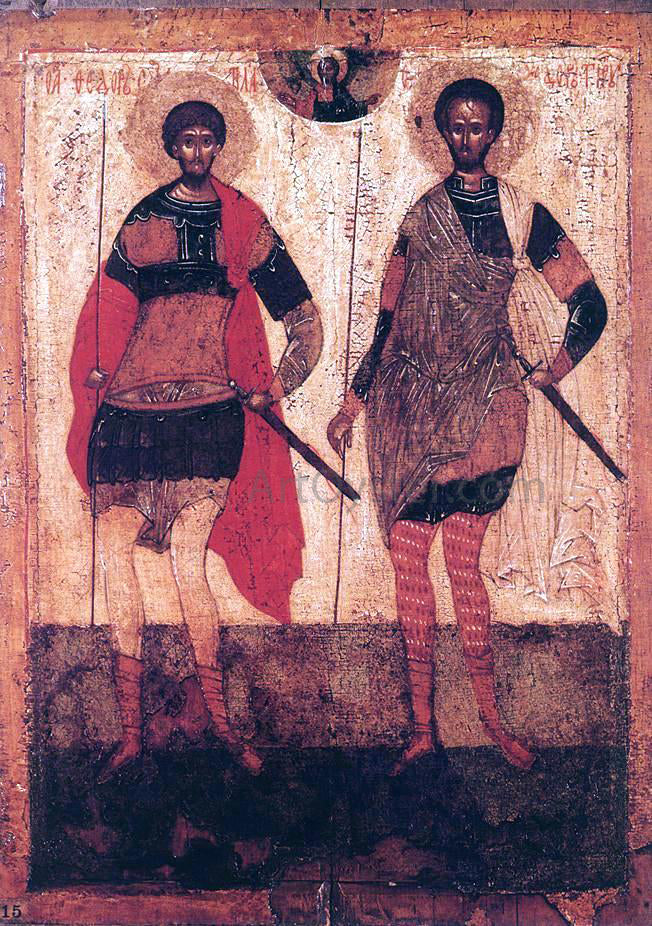 Unknown Painters Masters Icon of St Theodore Stratilates and St Theodore Tyron - Canvas Print