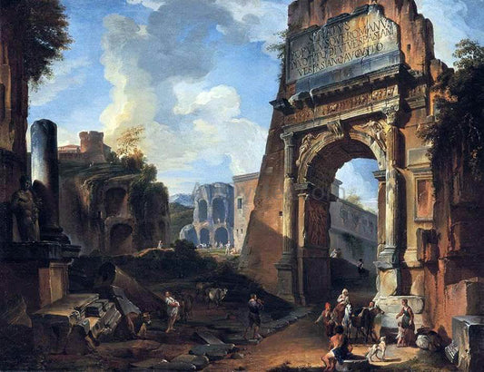  Giovanni Paolo Pannini Ideal Landscape with the Titus Arch - Canvas Print