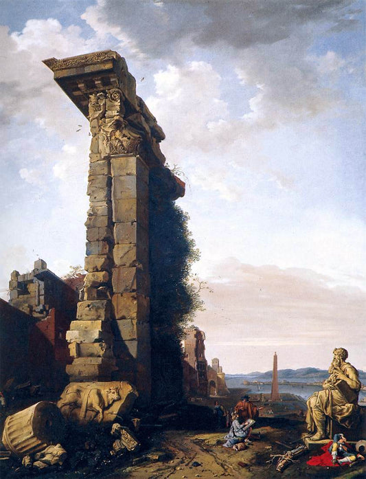  Bartholomeus Breenbergh Idealised View with Roman Ruins, Sculptures, and a Port - Canvas Print